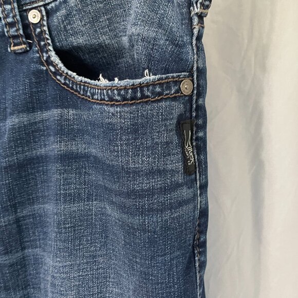 Silver Jean's Men's dark blue wash Craig Bootleg relaxed Blue Jeans 38 x 34 EUC - Picture 4 of 8
